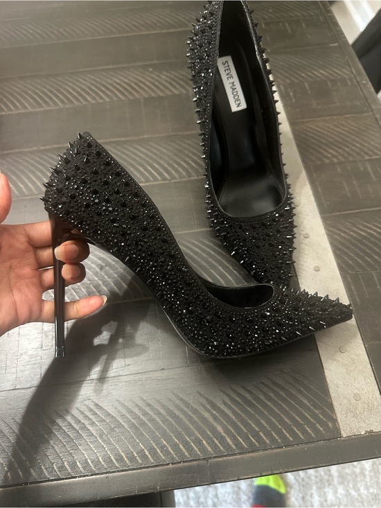 Steve Madden Shoes - Steve Madden Black Crystal & Spike Pointed Toe Stiletto Pumps - 4.5 inch heels